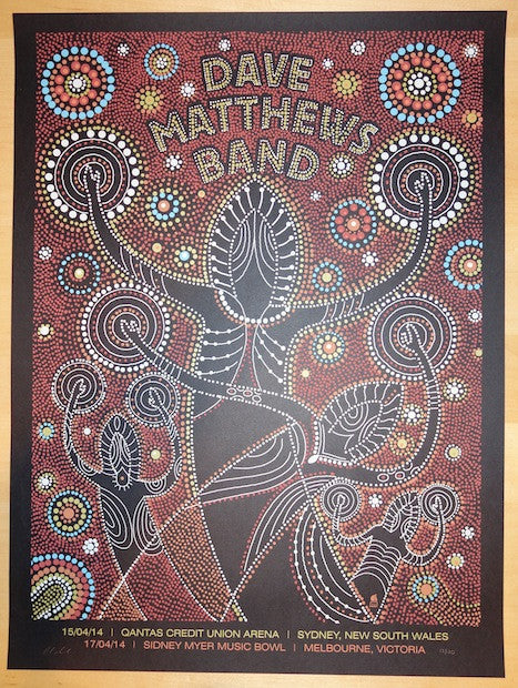 2014 Dave Matthews Band - Australia Silkscreen Concert Poster by Methane