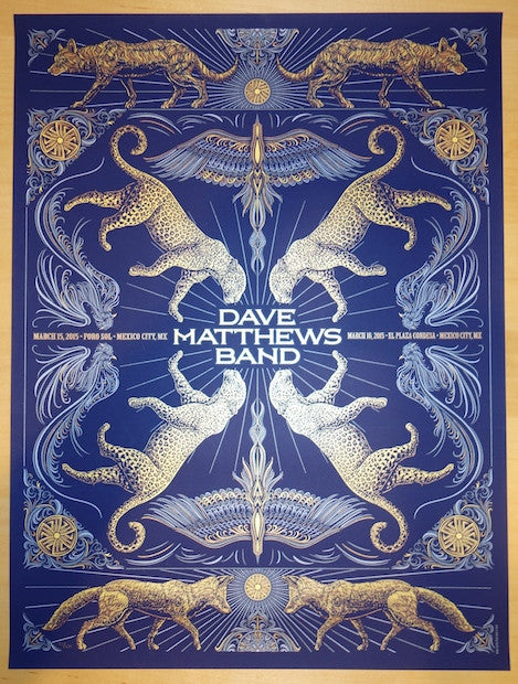 2015 Dave Matthews Band - Mexico City Silkscreen Concert Poster by Todd Slater