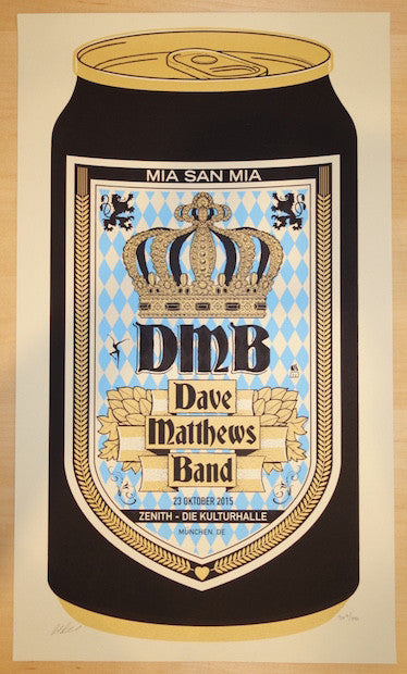 2015 Dave Matthews Band - München (Munich) Silkscreen Concert Poster by Methane