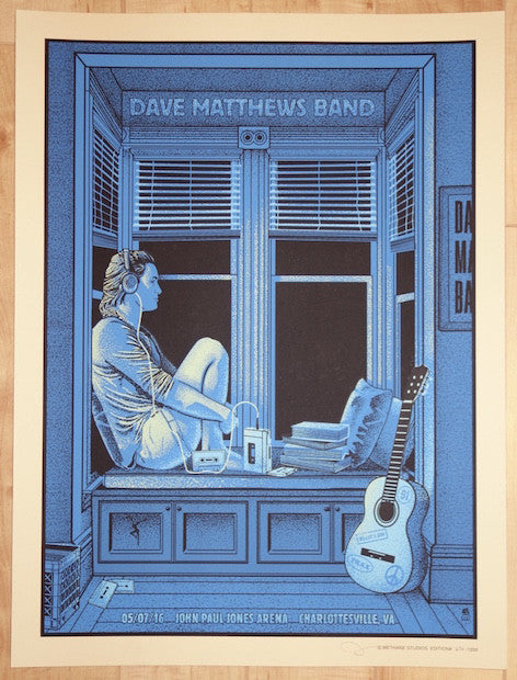 2016 Dave Matthews Band - Charlottesville Silkscreen Concert Poster by Methane