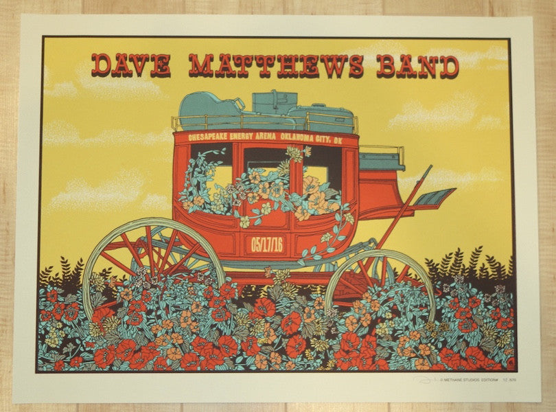2016 Dave Matthews Band - Oklahoma City Silkscreen Concert Poster by Methane