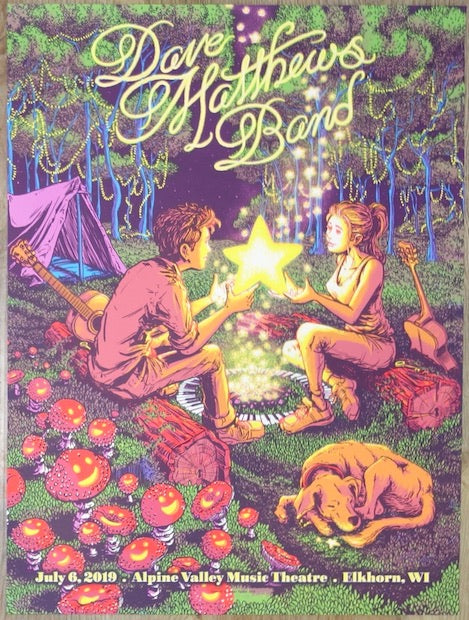 2019 Dave Matthews Band - Alpine II Silkscreen Concert Poster by James Flames