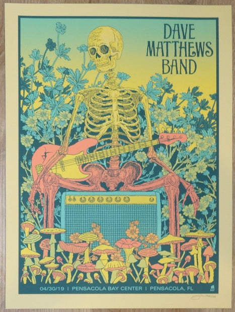 2019 Dave Matthews Band - Pensacola Silkscreen Concert Poster by Methane