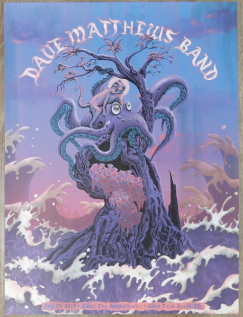 2019 Dave Matthews Band - West Palm II Silkscreen Concert Poster by Neal Williams