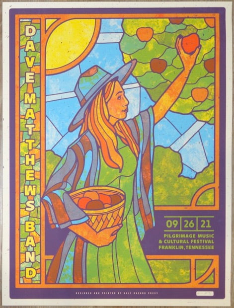 2021 Dave Matthews Band - Franklin Silkscreen Concert Poster by Half Hazard