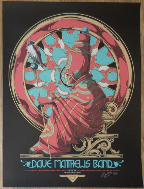 2021 Dave Matthews Band - Greenwood Village I Silkscreen Concert Poster by Mike Fudge