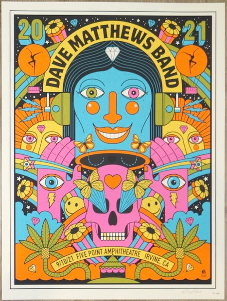 2021 Dave Matthews Band - Irvine I Silkscreen Concert Poster by Methane