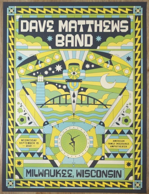 2021 Dave Matthews Band - Milwaukee Silkscreen Concert Poster by Half and Half