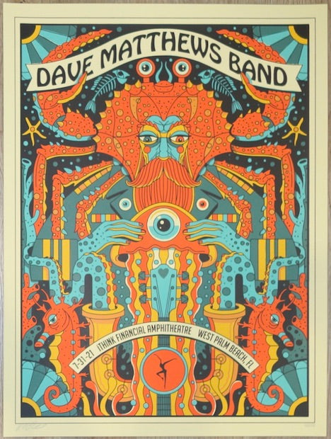 2021 Dave Matthews Band - West Palm Beach II Silkscreen Concert Poster by Methane