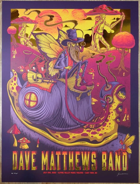 2022 Dave Matthews Band - Alpine I Gold Foil Variant Concert Poster by Jim Mazza