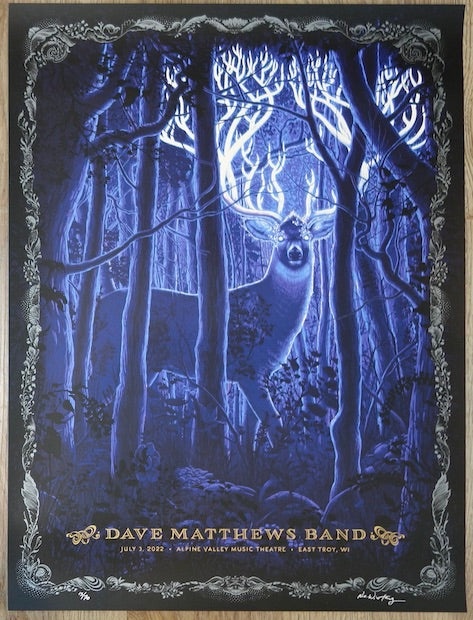 2022 Dave Matthews Band - Alpine II Midnight Concert Poster by N.C. Winters