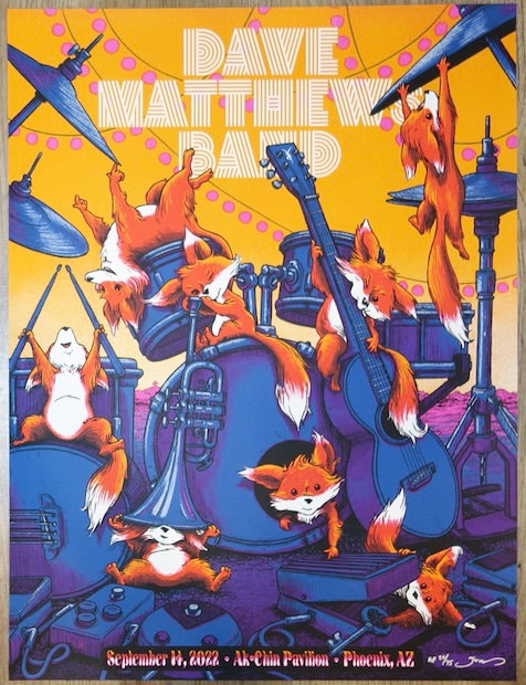 2022 Dave Matthews Band - Phoenix Silkscreen Concert Poster by James Flames