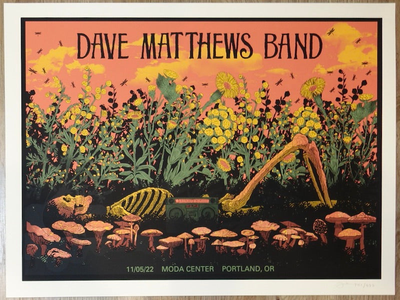 2022 Dave Matthews Band - Portland Silkscreen Concert Poster by Methane