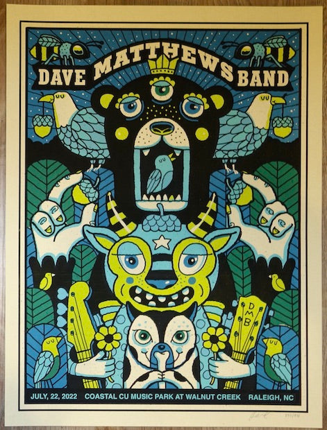 2022 Dave Matthews Band - Raleigh Silkscreen Concert Poster by Methane