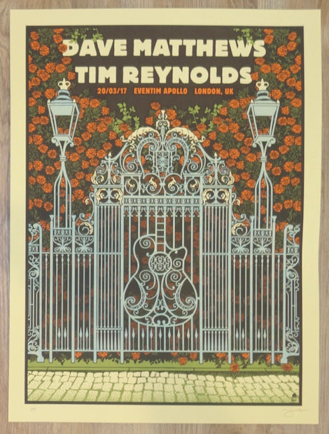 2017 Dave Matthews & Tim Reynolds - London I Silkscreen Concert Poster by Methane
