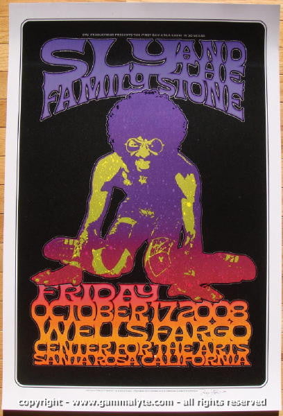 2008 Sly & the Family Stone - Santa Rosa Concert Poster by Dave Hunter & Firehouse