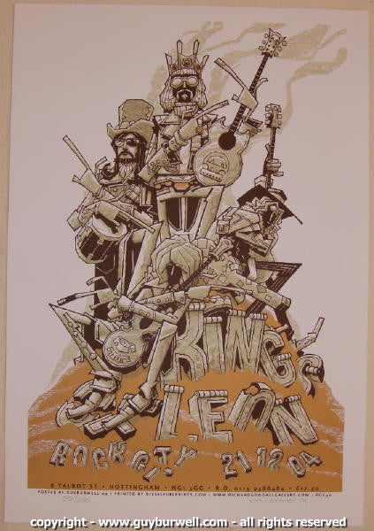 2004 Kings of Leon Silkscreen Concert Poster by Guy Burwell