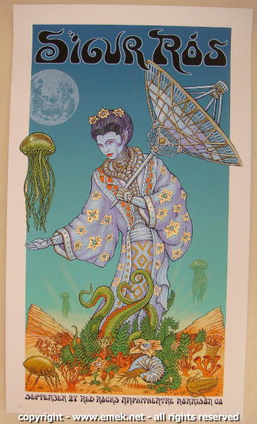 2008 Sigur Ros - Red Rocks Silkscreen Concert Poster by Emek