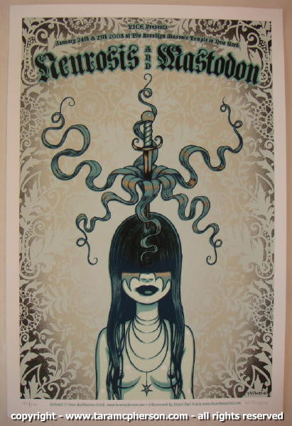 2008 Neurosis & Mastodon - Brooklyn Silkscreen Concert Poster by Tara McPherson