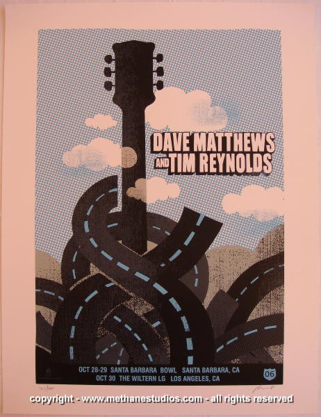2006 Dave Matthews & Tim Reynolds - Santa Barbara & LA Concert Poster by Methane
