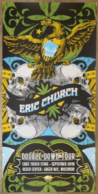 2019 Eric Church - Green Bay II Silkscreen Concert Poster by Nate Duval & Andy Vastagh