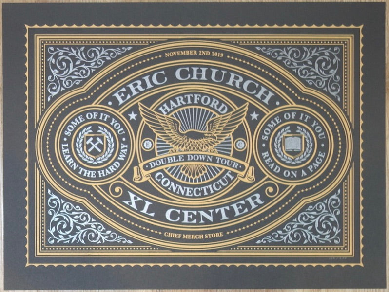2019 Eric Church - Hartford II Silkscreen Concert Poster by Aaron Von Freter