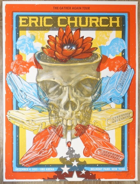 2021 Eric Church - Belmont Park Silkscreen Concert Poster by Zeb Love