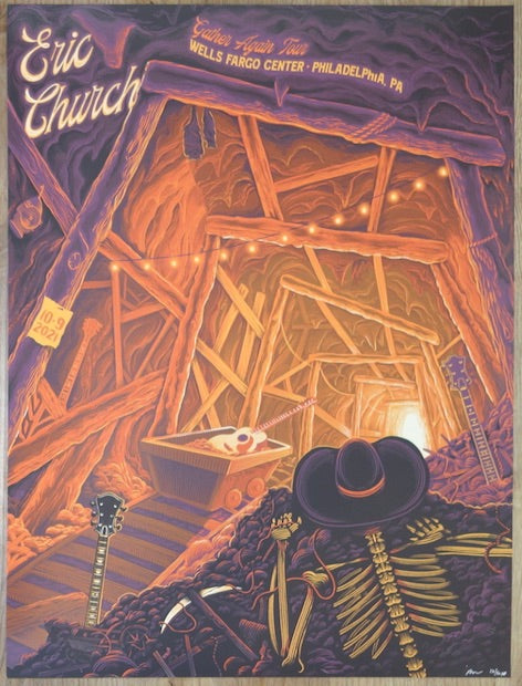 2021 Eric Church - Philadelphia Silkscreen Concert Poster by Paul Kreizenbeck