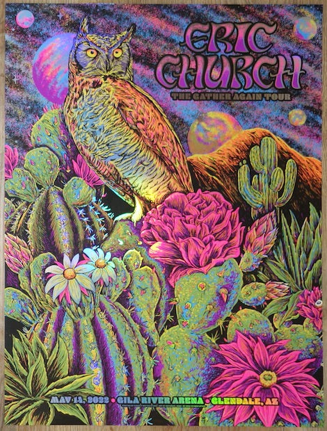 2022 Eric Church - Glendale Silkscreen Concert Poster by Nathanial Deas