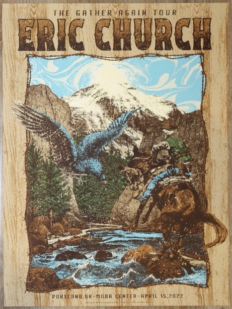 2022 Eric Church - Portland Silkscreen Concert Poster by Tortuga Design