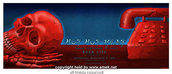 2003 Hot Hot Heat Silkscreen Concert Poster by Emek