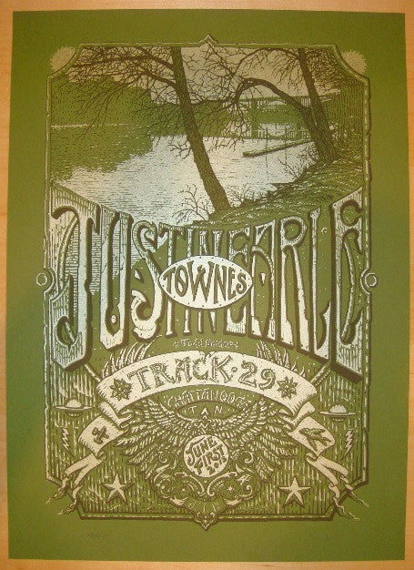 2012 Justin Townes Earle - Chattanooga Silkscreen Concert Poster by David Welker