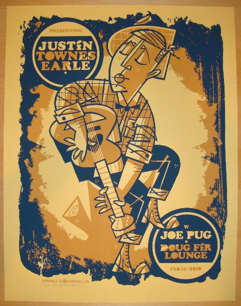 2010 Justin Townes Earle - Portland Silkscreen Concert Poster by Guy Burwell