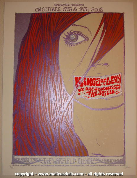 2008 Kings of Leon - San Francisco Silkscreen Concert Poster by Malleus
