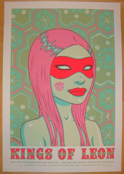 2007 Kings of Leon - Seattle/Portland Silkscreen Concert Poster by Tara McPherson