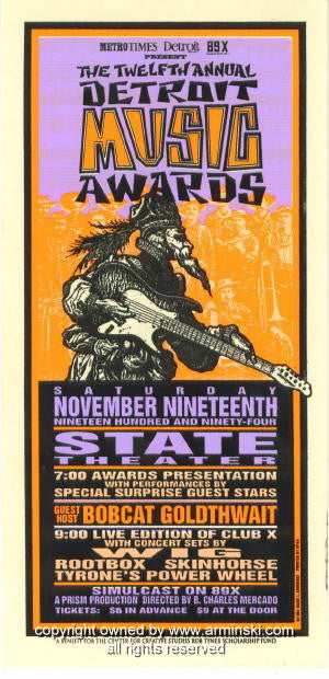 1994 Detroit Music Awards - Silkscreen Concert Handbill by Mark Arminski (MA-011)