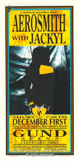 1994 Aerosmith - Cleveland Silkscreen Concert Handbill by Mark Arminski (MA-013)