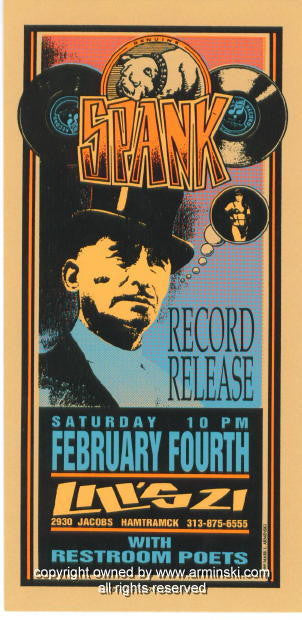 1995 Spank Record Release - Silkscreen Concert Handbill by Mark Arminski (MA-021)