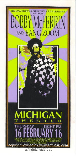 1995 Bobby McFerrin - Ann Arbor Concert Poster by Mark Arminski (MA-023)