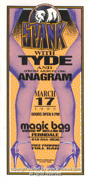 1995 Spank w/ Tyde - Silkscreen Concert Handbill by Mark Arminski (MA-026)