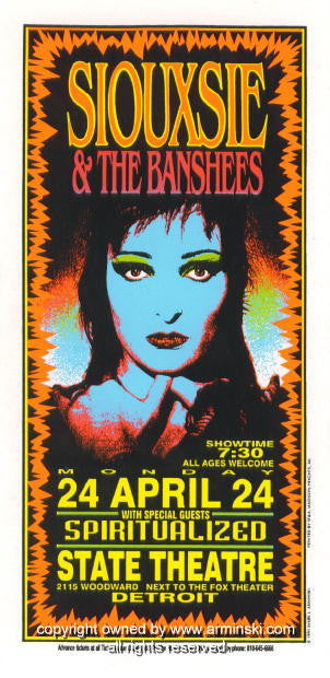 1995 Siouxsie and the Banshees - Detroit Concert Poster by Mark Arminski (MA-032)