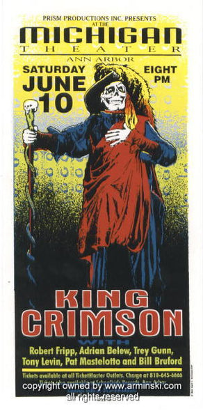 1995 King Crimson - Ann Arbor Concert Handbill by Mark Arminski