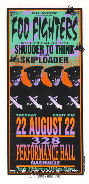 1995 Foo Fighters - Nashville Silkscreen Concert Handbill by Mark Arminski (MA-049)