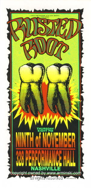 1995 Rusted Root - Nashville Silkscreen Concert Poster by Mark Arminski (MA-054)