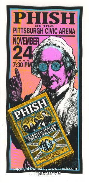 1995 Phish - Pittsburgh Silkscreen Concert Handbill by Mark Arminski (MA-056)