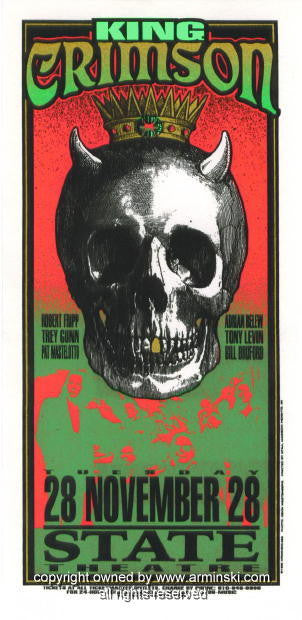 1995 King Crimson - Detroit Silkscreen Concert Poster by Mark Arminski (MA-058)