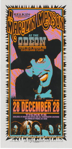 1995 Marilyn Manson - Cleveland Silkscreen Concert Handbill by Mark Arminski (MA-062)