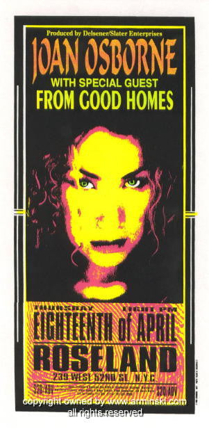 1996 Joan Osborne - NYC Silkscreen Concert Handbill by Mark Arminski (MA-9611)