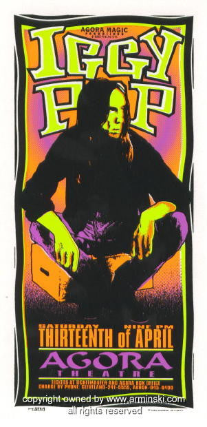 1996 Iggy Pop - Cleveland Silkscreen Concert Handbill by Mark Arminski (MA-9613)