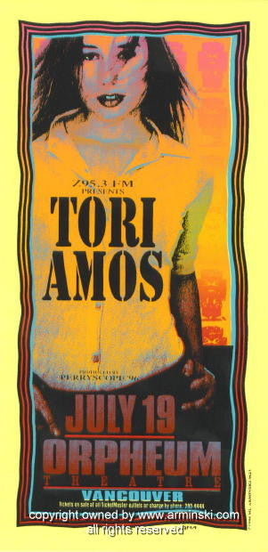 1996 Tori Amos - Vancouver Silkscreen Concert Handbill by Mark Arminski (MA-9623)